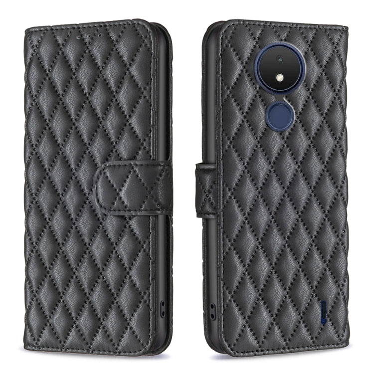 Custodia per telefono a conchiglia in pelle con portafoglio Diamond Lattice, For Nokia C21