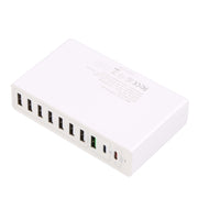 Caricabatterie rapido intelligente USB 10 in 1 da 65 W QC3.0, US Plug, UK Plug, AU Plug