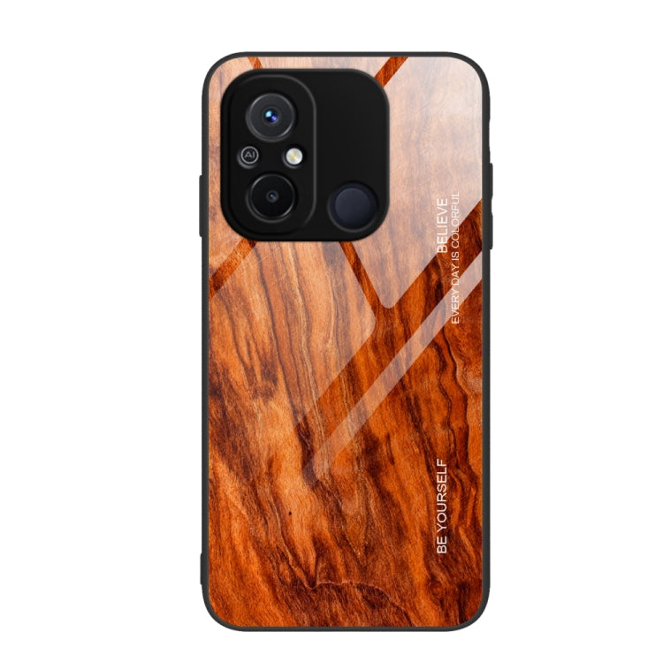 Custodia per telefono in vetro con venature del legno, For Xiaomi Redmi 12C, For Xiaomi Redmi K60/K60 Pro, For Xiaomi Redmi K60E, For Samsung Galaxy A04e