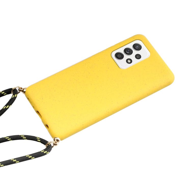 Materiale paglia di grano + custodia per telefono in TPU con cordino, For Samsung Galaxy A23, For Samsung Galaxy A22 5G