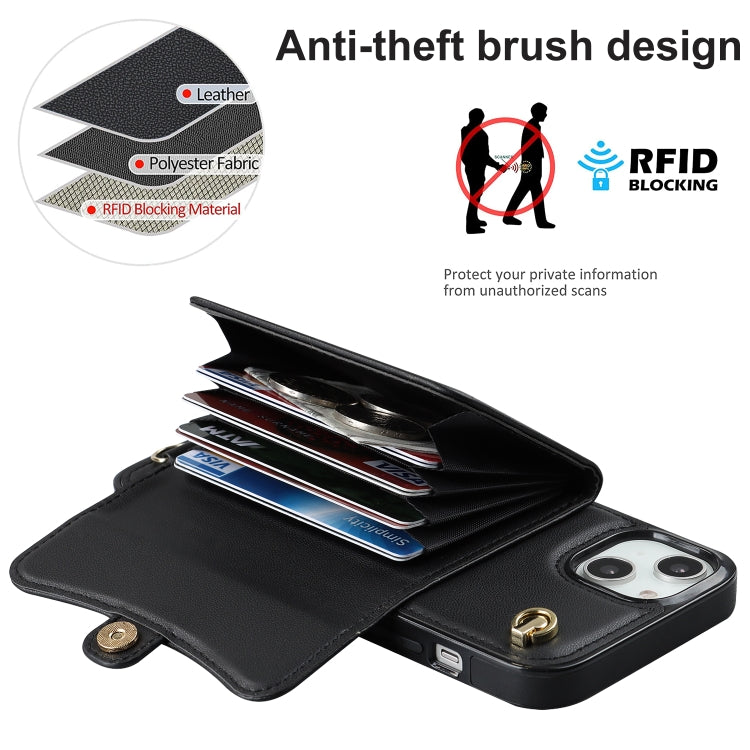 Custodia per telefono con slot per schede RFID con cordino lungo, For iPhone 14 / 13, For iPhone 14 Plus, For iPhone 14 Pro, For iPhone 14 Pro Max