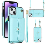 Custodia per telefono con slot per schede RFID con cordino lungo, For iPhone 14 / 13, For iPhone 14 Plus, For iPhone 14 Pro, For iPhone 14 Pro Max