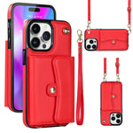 Custodia per telefono con slot per schede RFID con cordino lungo, For iPhone 14 / 13, For iPhone 14 Plus, For iPhone 14 Pro, For iPhone 14 Pro Max