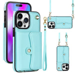 Custodia per telefono con slot per schede RFID con cordino lungo, For iPhone 14 / 13, For iPhone 14 Plus, For iPhone 14 Pro, For iPhone 14 Pro Max