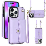Custodia per telefono con slot per schede RFID con cordino lungo, For iPhone 14 / 13, For iPhone 14 Plus, For iPhone 14 Pro, For iPhone 14 Pro Max