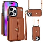 Custodia per telefono con slot per schede RFID con cordino lungo, For iPhone 14 / 13, For iPhone 14 Plus, For iPhone 14 Pro, For iPhone 14 Pro Max