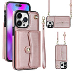 Custodia per telefono con slot per schede RFID con cordino lungo, For iPhone 14 / 13, For iPhone 14 Plus, For iPhone 14 Pro, For iPhone 14 Pro Max