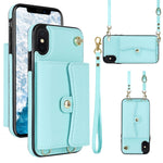 Custodia per telefono con slot per schede RFID con cordino lungo, For iPhone 11, For iPhone 11 Pro, For iPhone 11 Pro Max, For iPhone X / XS