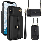 Custodia per telefono con slot per schede RFID con cordino lungo, For iPhone XS Max, For iPhone 8 Plus / 7 Plus, For iPhone XR
