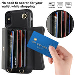 Custodia per telefono con slot per schede RFID con cordino lungo, For iPhone XS Max, For iPhone 8 Plus / 7 Plus, For iPhone XR