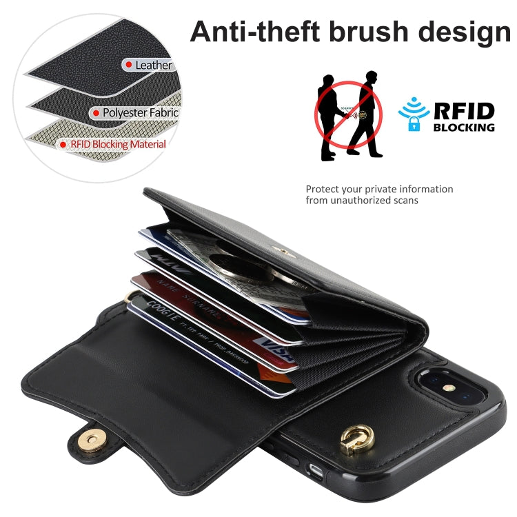 Custodia per telefono con slot per schede RFID con cordino lungo, For iPhone XS Max, For iPhone 8 Plus / 7 Plus, For iPhone XR