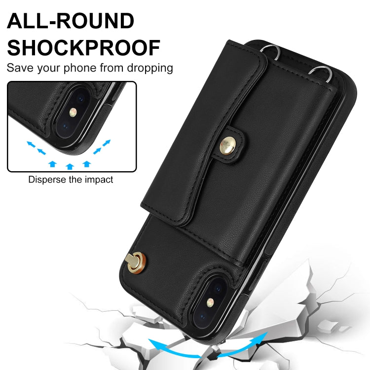 Custodia per telefono con slot per schede RFID con cordino lungo, For iPhone XS Max, For iPhone 8 Plus / 7 Plus, For iPhone XR