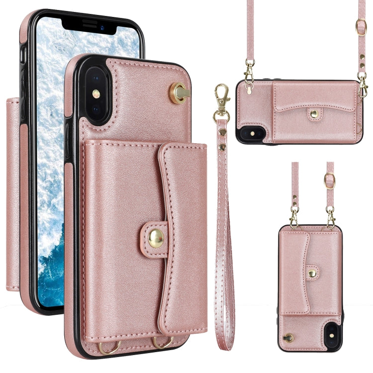 Custodia per telefono con slot per schede RFID con cordino lungo, For iPhone XS Max, For iPhone 8 Plus / 7 Plus, For iPhone XR