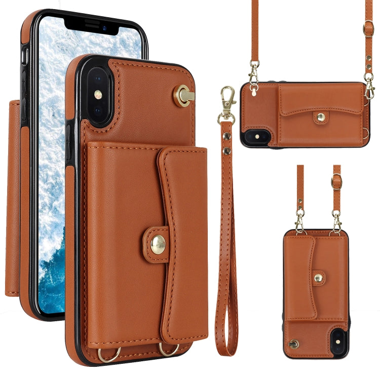 Custodia per telefono con slot per schede RFID con cordino lungo, For iPhone XS Max, For iPhone 8 Plus / 7 Plus, For iPhone XR