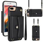 Custodia per telefono con slot per schede RFID con cordino lungo, For iPhone XS Max, For iPhone 8 Plus / 7 Plus, For iPhone XR