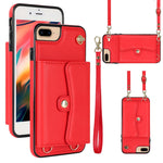 Custodia per telefono con slot per schede RFID con cordino lungo, For iPhone XS Max, For iPhone 8 Plus / 7 Plus, For iPhone XR