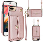 Custodia per telefono con slot per schede RFID con cordino lungo, For iPhone XS Max, For iPhone 8 Plus / 7 Plus, For iPhone XR