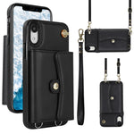 Custodia per telefono con slot per schede RFID con cordino lungo, For iPhone XS Max, For iPhone 8 Plus / 7 Plus, For iPhone XR