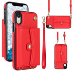 Custodia per telefono con slot per schede RFID con cordino lungo, For iPhone XS Max, For iPhone 8 Plus / 7 Plus, For iPhone XR