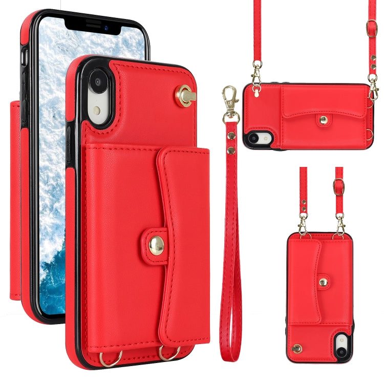 Custodia per telefono con slot per schede RFID con cordino lungo, For iPhone XS Max, For iPhone 8 Plus / 7 Plus, For iPhone XR