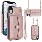 Custodia per telefono con slot per schede RFID con cordino lungo, For iPhone XS Max, For iPhone 8 Plus / 7 Plus, For iPhone XR