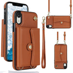 Custodia per telefono con slot per schede RFID con cordino lungo, For iPhone XS Max, For iPhone 8 Plus / 7 Plus, For iPhone XR