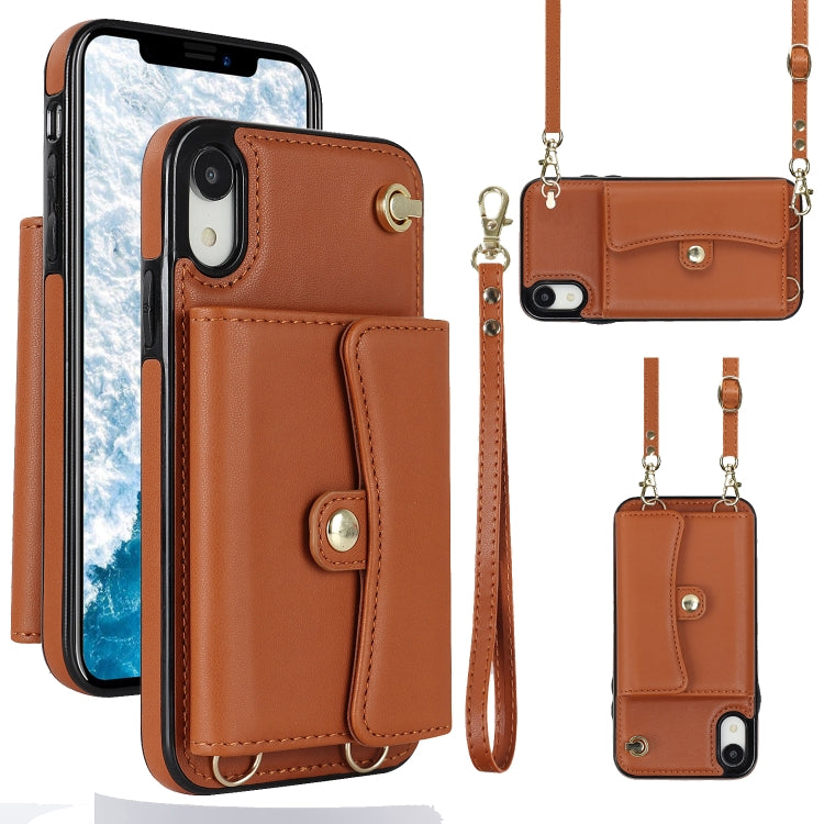 Custodia per telefono con slot per schede RFID con cordino lungo, For iPhone XS Max, For iPhone 8 Plus / 7 Plus, For iPhone XR