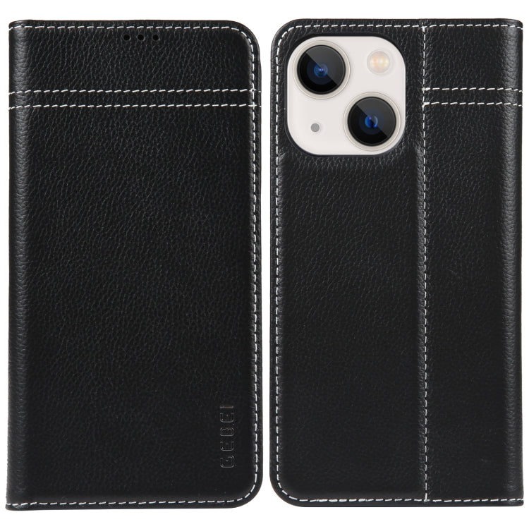 GEBEI Custodia per telefono in pelle a conchiglia orizzontale a grana fine, For iPhone 13