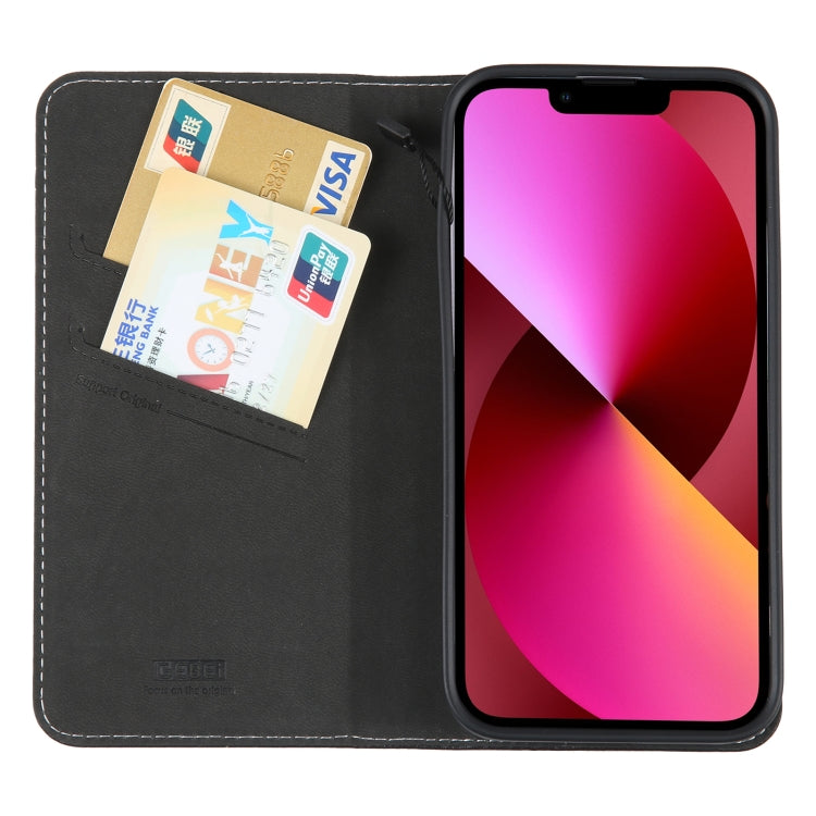 GEBEI Custodia per telefono in pelle a conchiglia orizzontale a grana fine, For iPhone 13