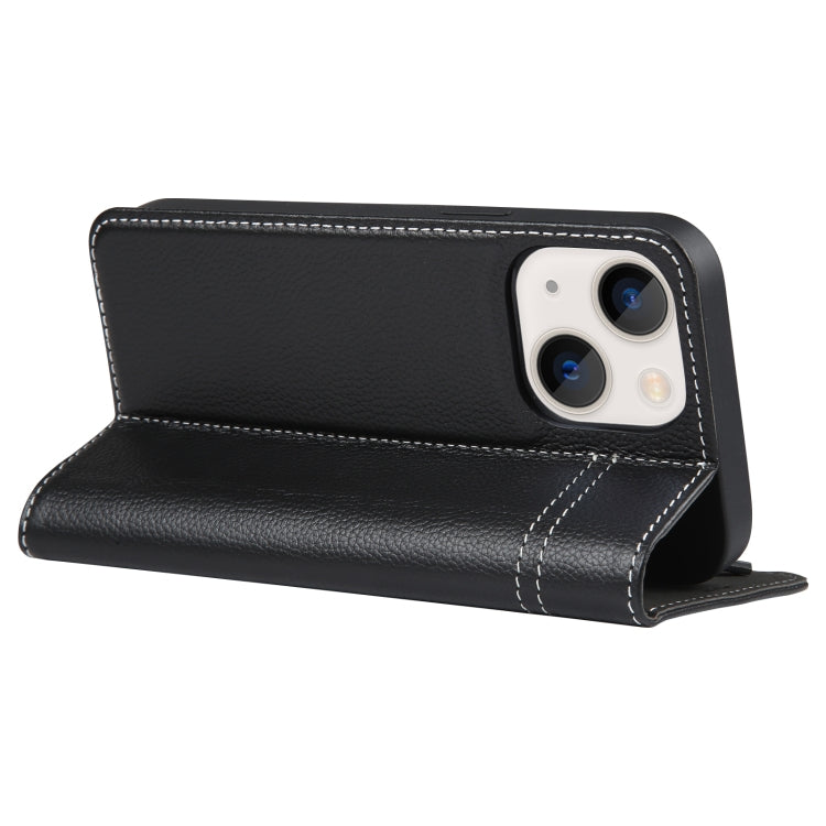 GEBEI Custodia per telefono in pelle a conchiglia orizzontale a grana fine, For iPhone 13