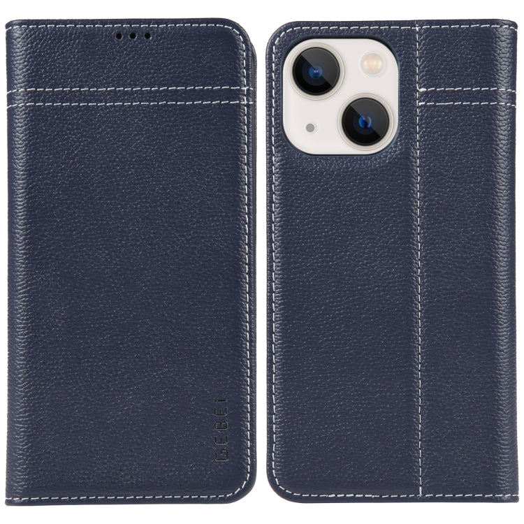 GEBEI Custodia per telefono in pelle a conchiglia orizzontale a grana fine, For iPhone 13