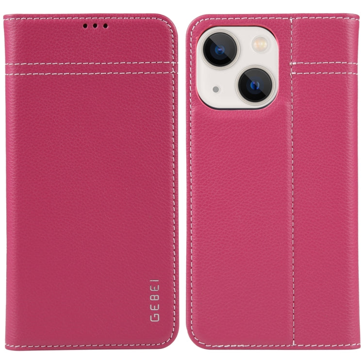 GEBEI Custodia per telefono in pelle a conchiglia orizzontale a grana fine, For iPhone 13
