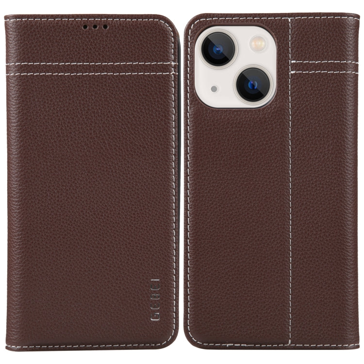 GEBEI Custodia per telefono in pelle a conchiglia orizzontale a grana fine, For iPhone 13