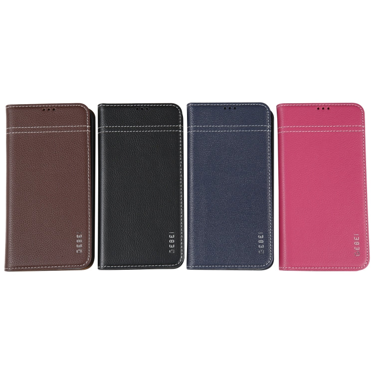 GEBEI Custodia per telefono in pelle a conchiglia orizzontale a grana fine, For iPhone 13