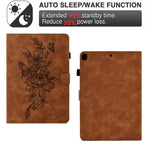 Custodia Smart Tablet in pelle goffrata farfalla peonia, For iPad 10.2 2020/2019 / Air 10.5 2019, For iPad 2025 / 2022, For iPad Air / Air 2 / 9.7 2017 / 9.7 2018, For iPad mini 2024 / mini 6