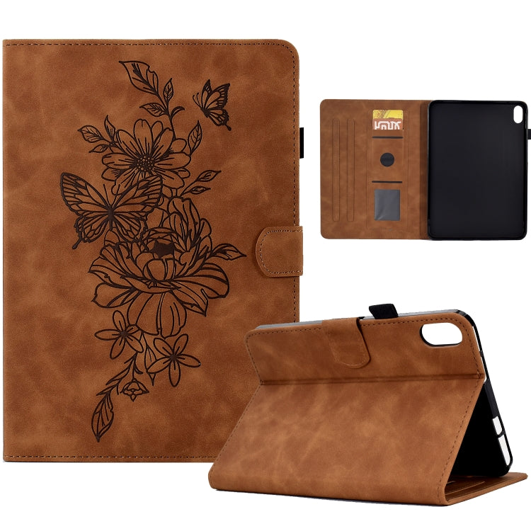 Custodia Smart Tablet in pelle goffrata farfalla peonia, For iPad 10.2 2020/2019 / Air 10.5 2019, For iPad 2025 / 2022, For iPad Air / Air 2 / 9.7 2017 / 9.7 2018, For iPad mini 2024 / mini 6