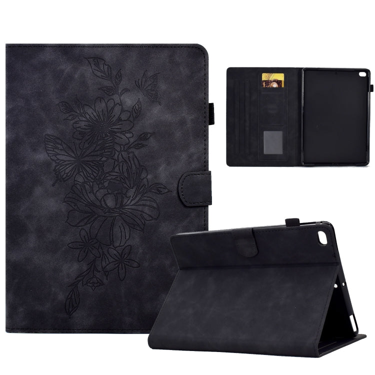 Custodia Smart Tablet in pelle goffrata farfalla peonia, For iPad 10.2 2020/2019 / Air 10.5 2019, For iPad 2025 / 2022, For iPad Air / Air 2 / 9.7 2017 / 9.7 2018, For iPad mini 2024 / mini 6