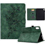 Custodia Smart Tablet in pelle goffrata farfalla peonia, For iPad 10.2 2020/2019 / Air 10.5 2019, For iPad 2025 / 2022, For iPad Air / Air 2 / 9.7 2017 / 9.7 2018, For iPad mini 2024 / mini 6