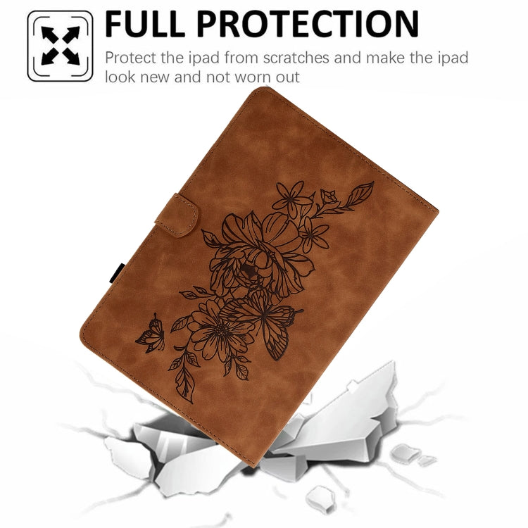 Custodia Smart Tablet in pelle goffrata farfalla peonia, For Amazon Kindle 11th 2024 / 2022, For Amazon Kindle Fire HD10 2021, For Amazon Kindle Fire HD8 2022, For Amazon Kindle Fire HD8 2018/2017/2016