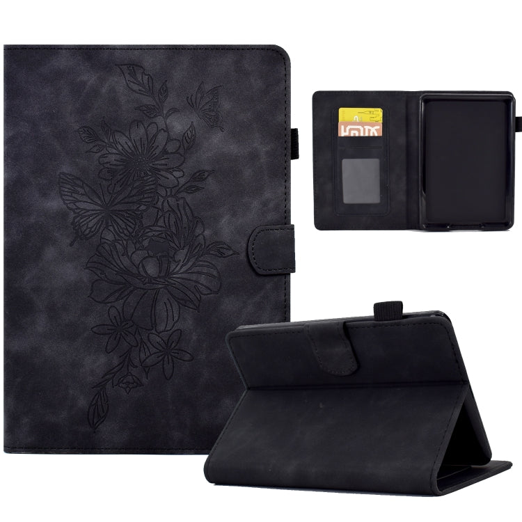 Custodia Smart Tablet in pelle goffrata farfalla peonia, For Amazon Kindle 11th 2024 / 2022, For Amazon Kindle Fire HD10 2021, For Amazon Kindle Fire HD8 2022, For Amazon Kindle Fire HD8 2018/2017/2016