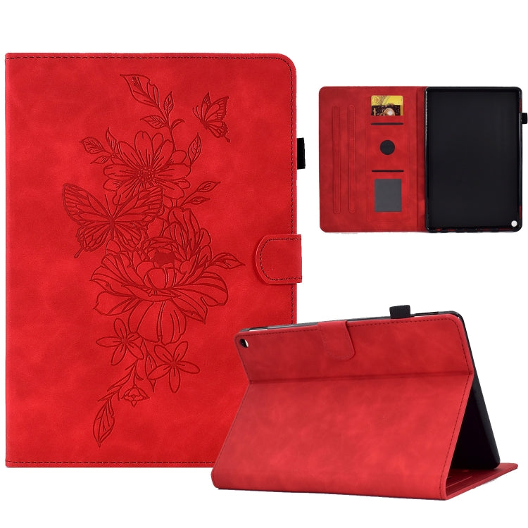 Custodia Smart Tablet in pelle goffrata farfalla peonia, For Amazon Kindle 11th 2024 / 2022, For Amazon Kindle Fire HD10 2021, For Amazon Kindle Fire HD8 2022, For Amazon Kindle Fire HD8 2018/2017/2016