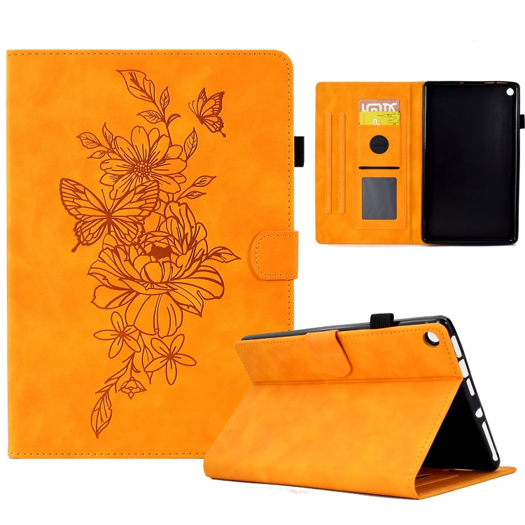Custodia Smart Tablet in pelle goffrata farfalla peonia, For Amazon Kindle 11th 2024 / 2022, For Amazon Kindle Fire HD10 2021, For Amazon Kindle Fire HD8 2022, For Amazon Kindle Fire HD8 2018/2017/2016