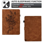 Custodia Smart Tablet in pelle goffrata farfalla peonia, For Amazon Kindle Fire HD8 2020, For Amazon Kindle Fire 7 2019/2017/2015, For Amazon Kindle Fire 7 2022, For Amazon Kindle Paperwhite 4/3/2/1
