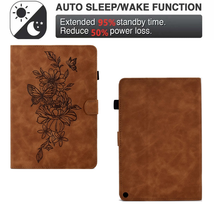 Custodia Smart Tablet in pelle goffrata farfalla peonia, For Amazon Kindle Fire HD8 2020, For Amazon Kindle Fire 7 2019/2017/2015, For Amazon Kindle Fire 7 2022, For Amazon Kindle Paperwhite 4/3/2/1
