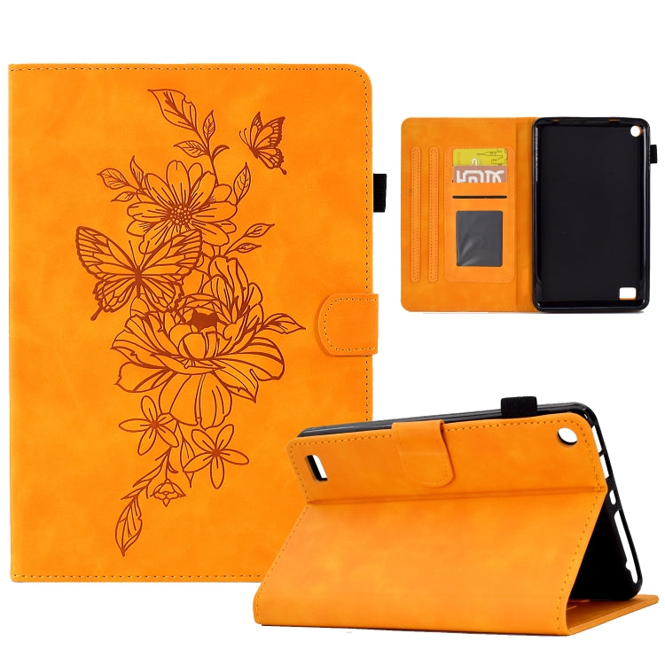 Custodia Smart Tablet in pelle goffrata farfalla peonia, For Amazon Kindle Fire HD8 2020, For Amazon Kindle Fire 7 2019/2017/2015, For Amazon Kindle Fire 7 2022, For Amazon Kindle Paperwhite 4/3/2/1