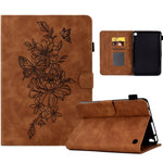 Custodia Smart Tablet in pelle goffrata farfalla peonia, For Amazon Kindle Fire HD8 2020, For Amazon Kindle Fire 7 2019/2017/2015, For Amazon Kindle Fire 7 2022, For Amazon Kindle Paperwhite 4/3/2/1