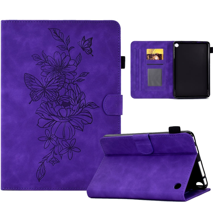 Custodia Smart Tablet in pelle goffrata farfalla peonia, For Amazon Kindle Fire HD8 2020, For Amazon Kindle Fire 7 2019/2017/2015, For Amazon Kindle Fire 7 2022, For Amazon Kindle Paperwhite 4/3/2/1