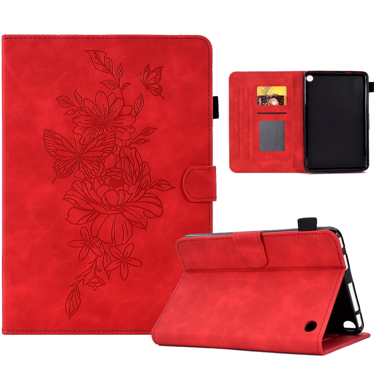 Custodia Smart Tablet in pelle goffrata farfalla peonia, For Amazon Kindle Fire HD8 2020, For Amazon Kindle Fire 7 2019/2017/2015, For Amazon Kindle Fire 7 2022, For Amazon Kindle Paperwhite 4/3/2/1