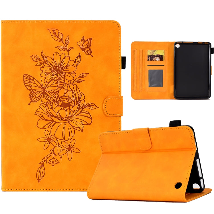 Custodia Smart Tablet in pelle goffrata farfalla peonia, For Amazon Kindle Fire HD8 2020, For Amazon Kindle Fire 7 2019/2017/2015, For Amazon Kindle Fire 7 2022, For Amazon Kindle Paperwhite 4/3/2/1