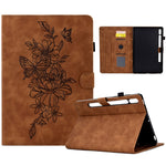 Custodia Smart Tablet in pelle goffrata farfalla peonia, For Samsung Galaxy Tab S7 / S8, For Samsung Galaxy Tab A8 10.5 2021 X205, For Samsung Galaxy Tab S6 Lite P610, For Samsung Galaxy Tab A7 10.4 2020 T500